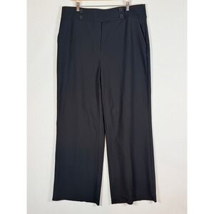 Calvin Klein Trousers Pants 14W Navy Wide Leg Sailor Button Unhemmed Career